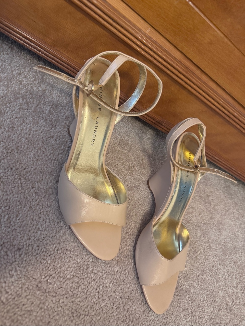 Chinese Laundry Beige Ankle-Strap Wedge Sandals